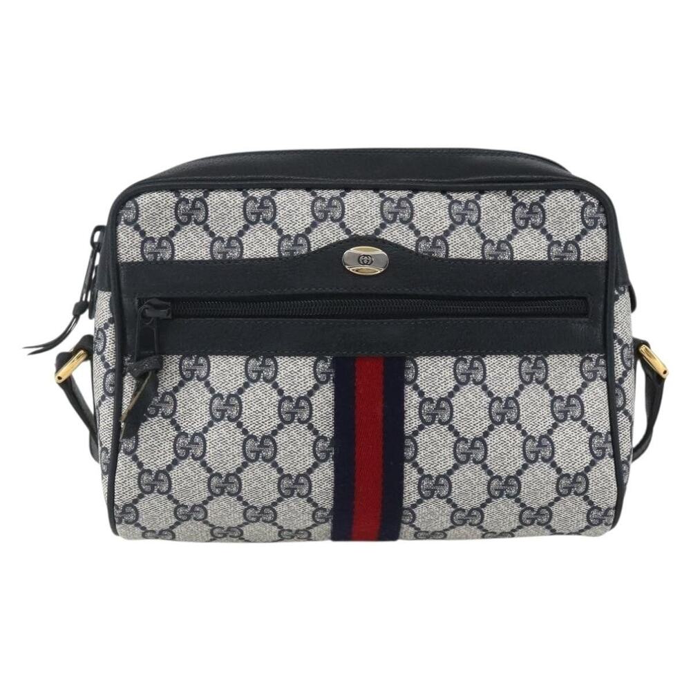 Gucci GG Supreme Web Shoulder Bag Navy Gold 56 02 004 Blue